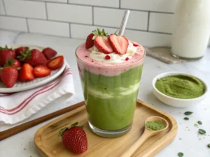 Strawberry Matcha Latte at home healthy,