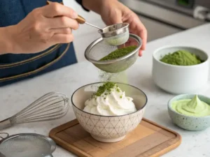Matcha Cream is a smooth, fluffy topping made from fresh matcha powder and cream. Perfect for lattes, desserts, or pancakes ready in minutes and full of antioxidants.