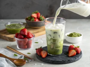 Strawberry Matcha Latte at home healthy,