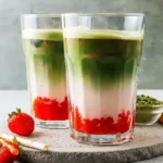 Strawberry Matcha Latte at home healthy, customizable, and bursting with flavor! Learn how to make this creamy pink latte easily.
