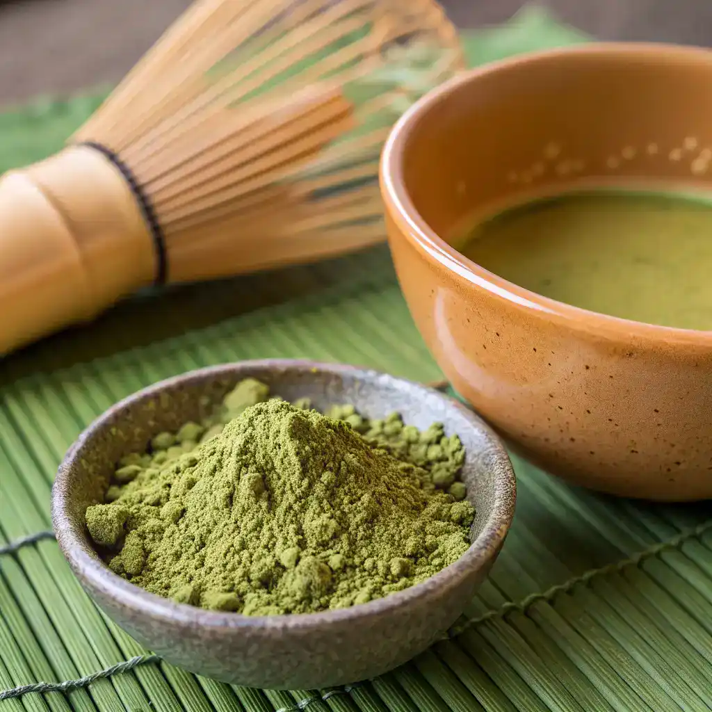 Japanese Green Tea served in a traditional teacup highlighting its calming benefits