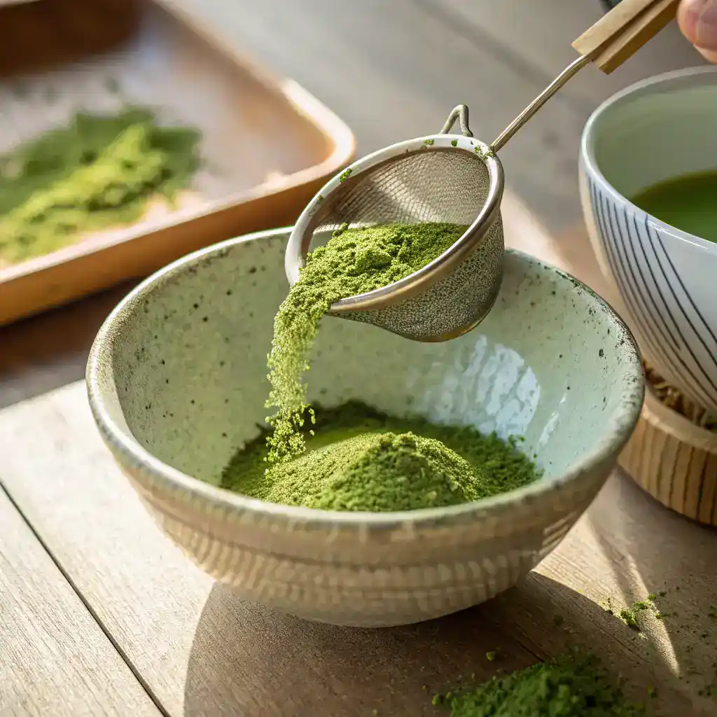 Close-up of Matcha 101 whisk and chawan bowl for authentic tea making