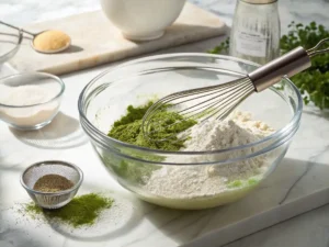 Homemade Matcha Pancakes fresh from the pan