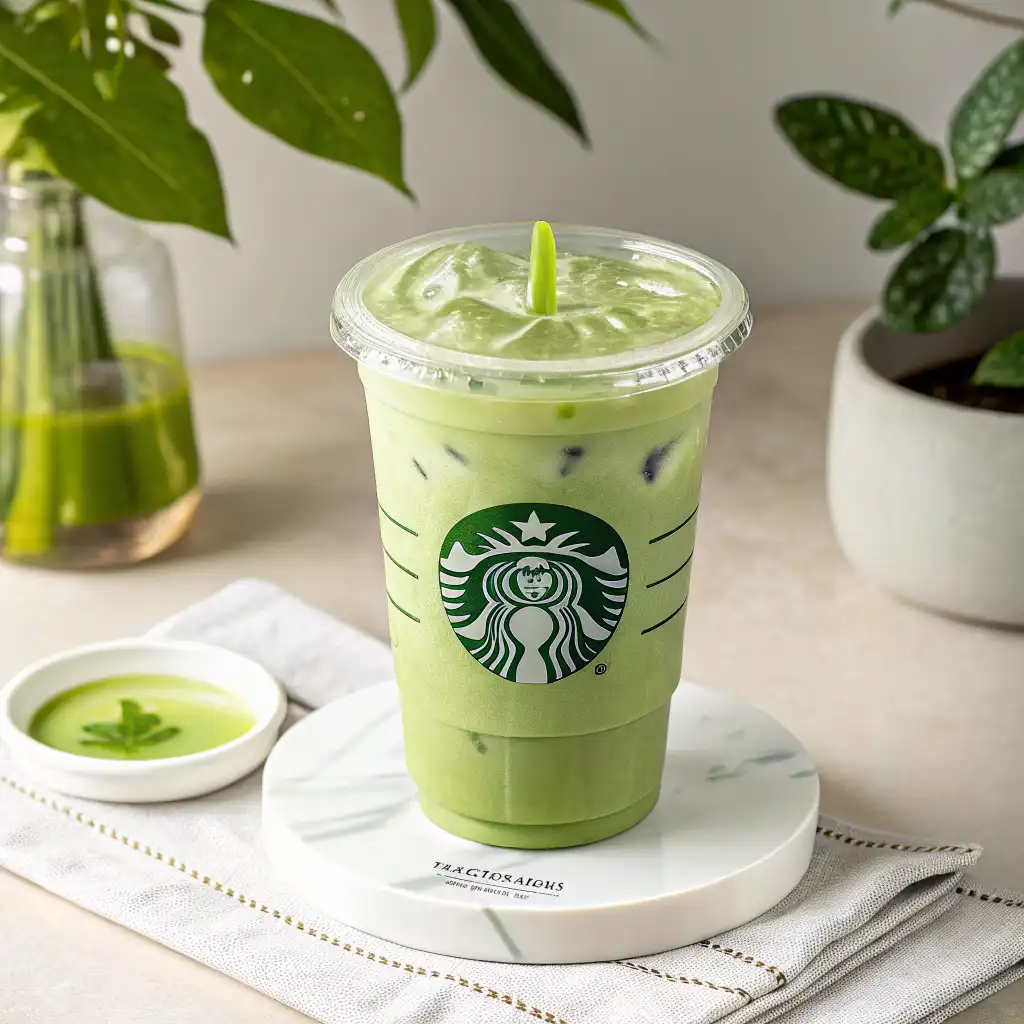 Refreshing homemade Matcha Pineapple (Starbucks Copycat) drink served with tropical pineapple flavor